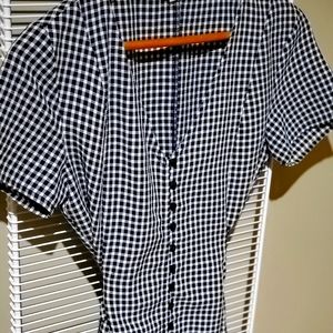 En Creme Black and White Checked Dress, Size Small US